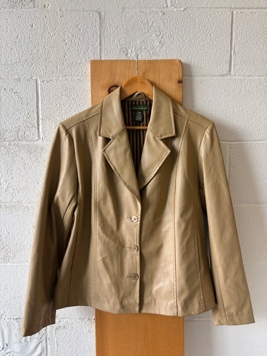 Tan Faux Leather Jacket : Wms L
