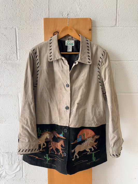 Vtg Equestrian Leather Jacket : Wms L