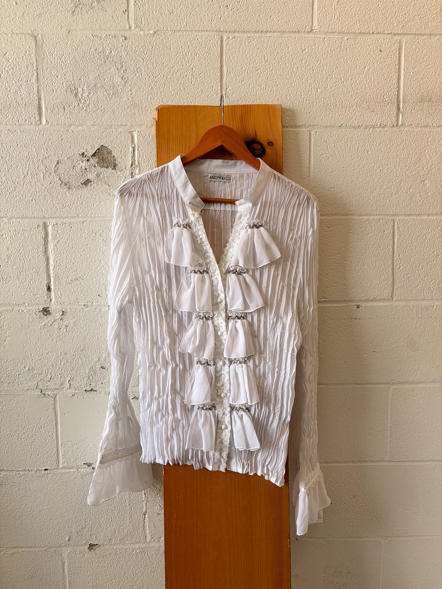 NWT Kaelyn Max Ruffled Crinkle Blouse : XL