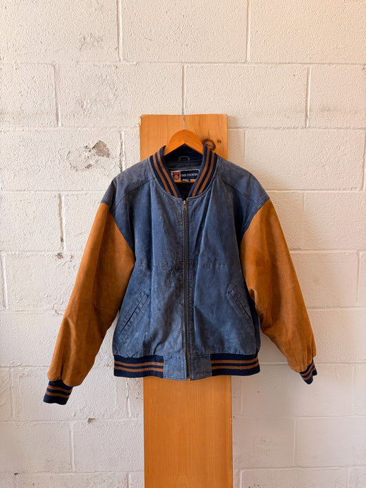 Vtg Free Country Leather Varsity Jacket : XL