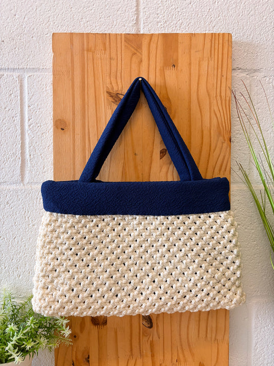 Blue Accented Crochet Purse