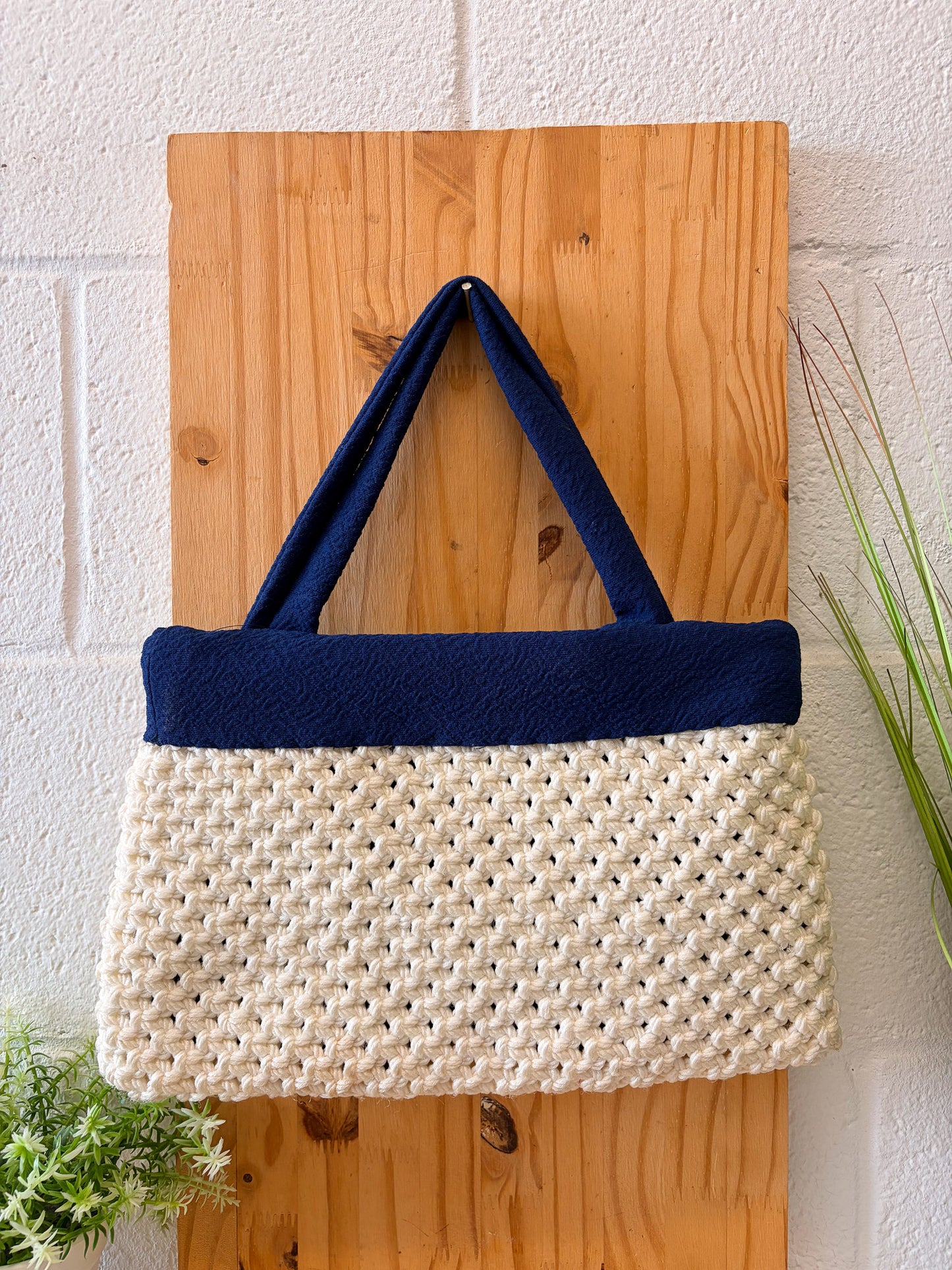 Blue Accented Crochet Purse