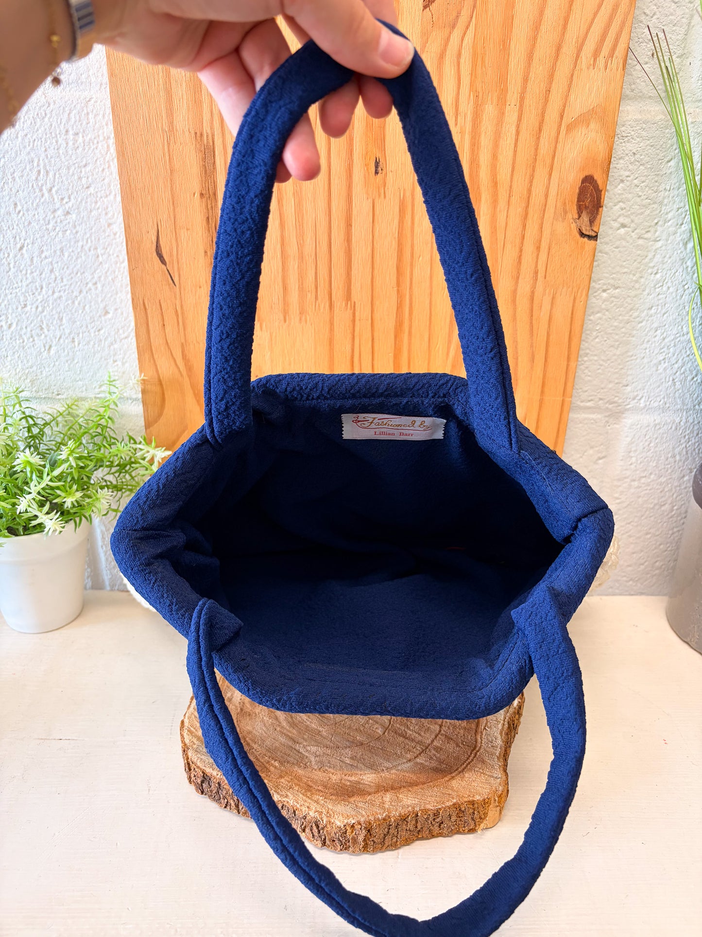 Blue Accented Crochet Purse