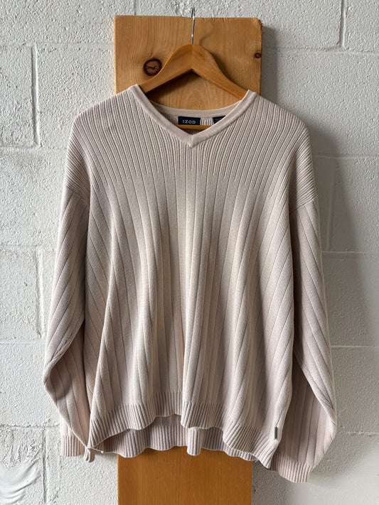 Cream V-Neck Sweater : Mens L