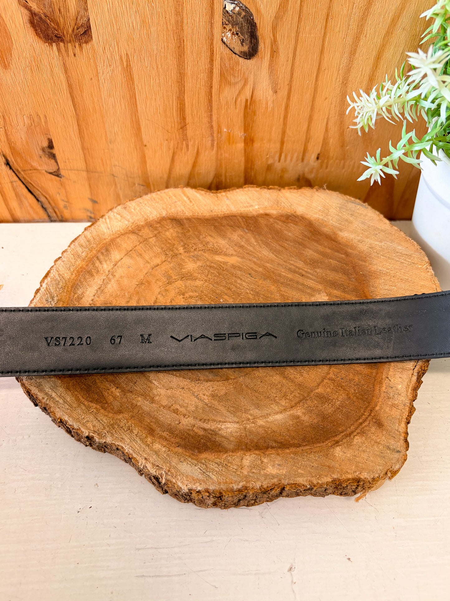 Snake Skin Patterned Italian Leather Belt : M