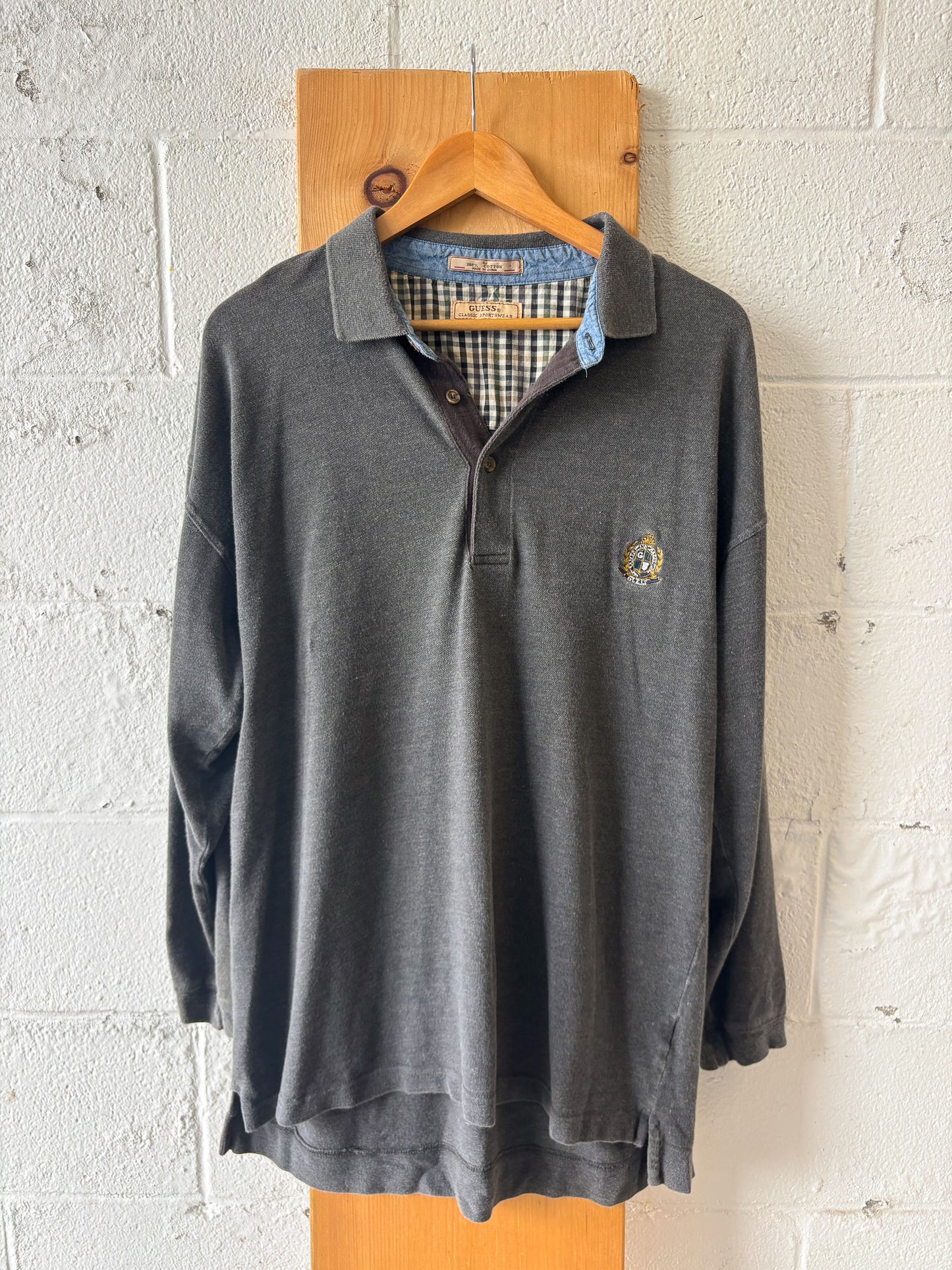 Vtg Guess Long Sleeve Polo : L