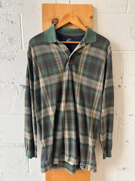 Docker's Plaid Long Sleeve Polo : M