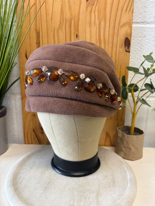 Vtg Brown Rhinestone Hat (Local Pick Up Only)