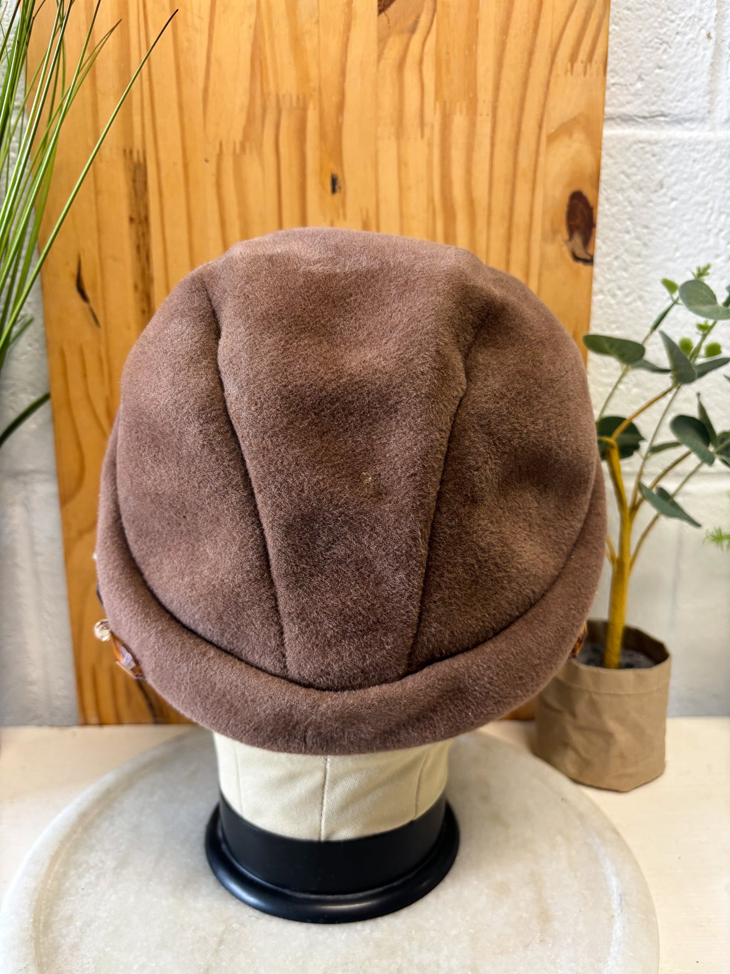 Vtg Brown Rhinestone Hat (Local Pick Up Only)