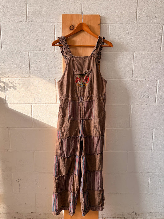 Patchwork Mushroom Overalls : S/M
