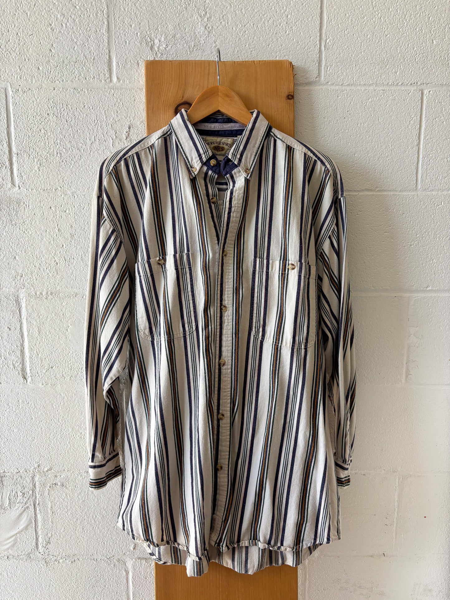Vtg Striped Button Up : L