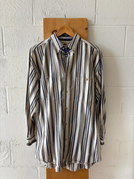 Vtg Striped Button Up : L