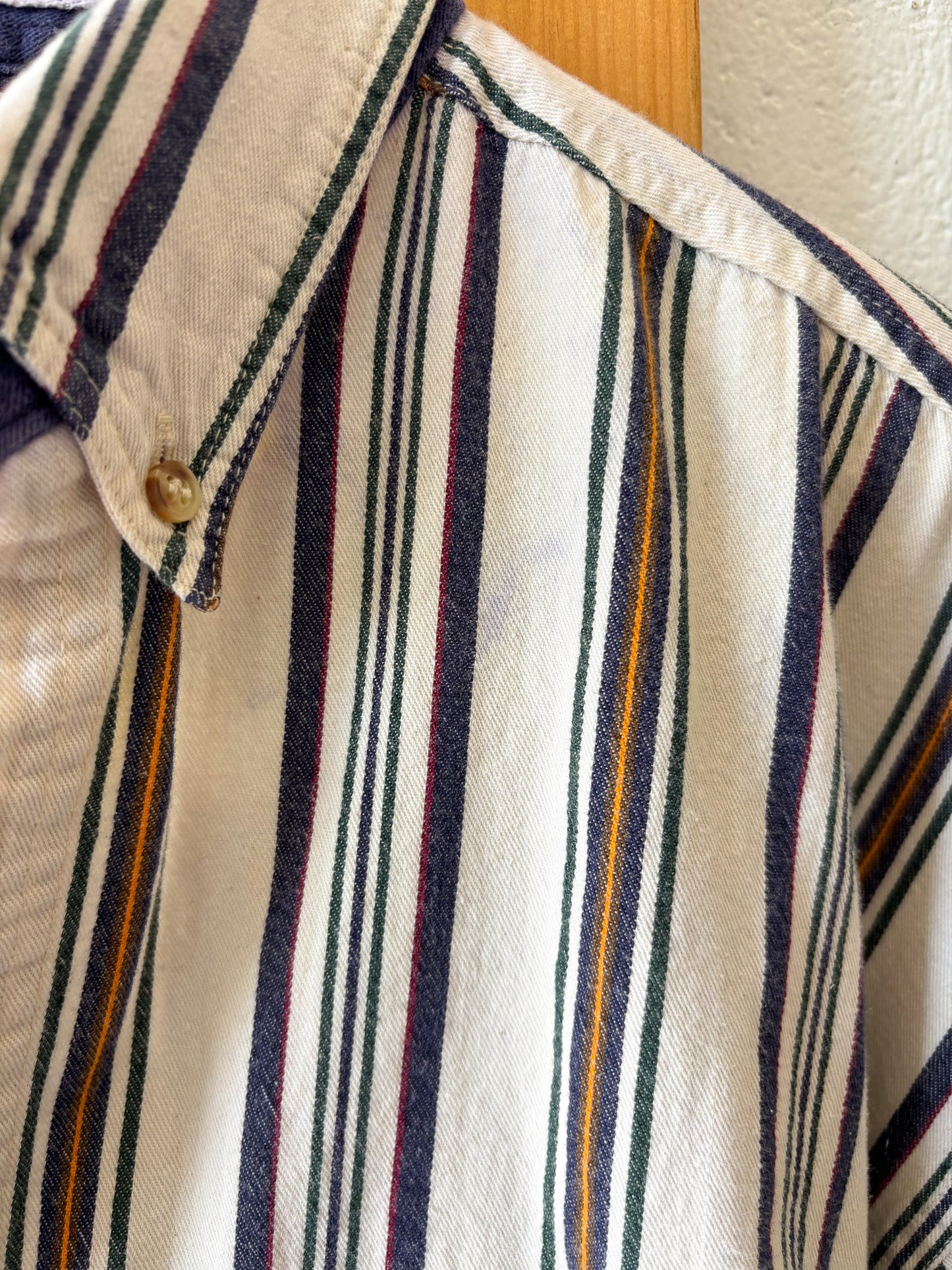 Vtg Striped Button Up : L