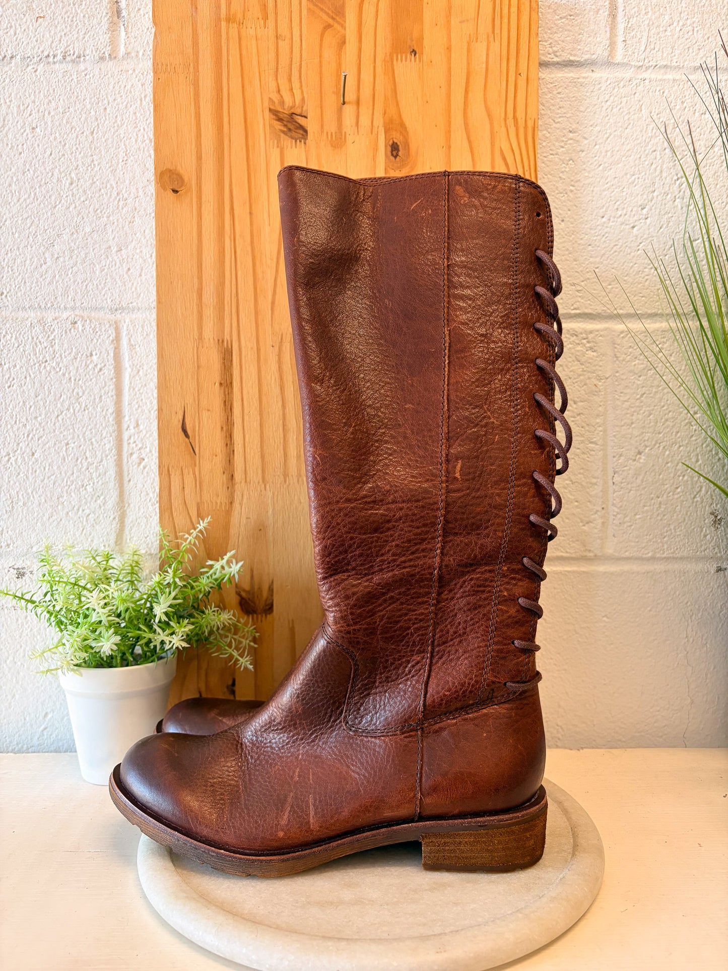 Sofft Brown Zip Lace-Up Leather Boots : Size 7 (Local Pick Up Only)