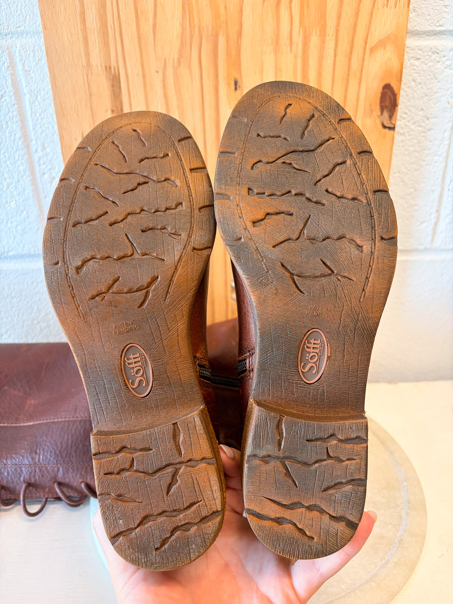 Sofft Brown Zip Lace-Up Leather Boots : Size 7 (Local Pick Up Only)
