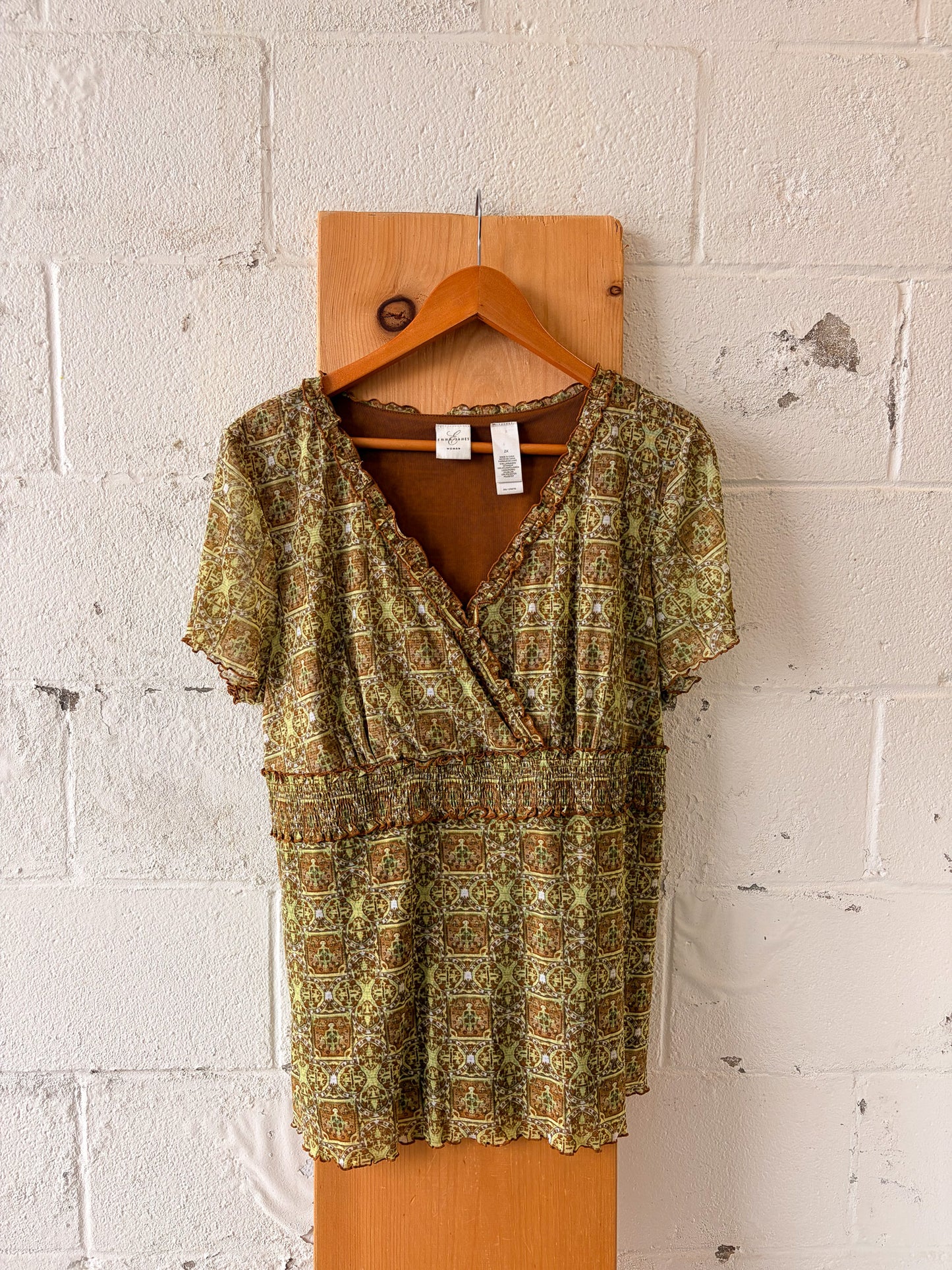 Brown & Green Patterned Set : 1X/2X