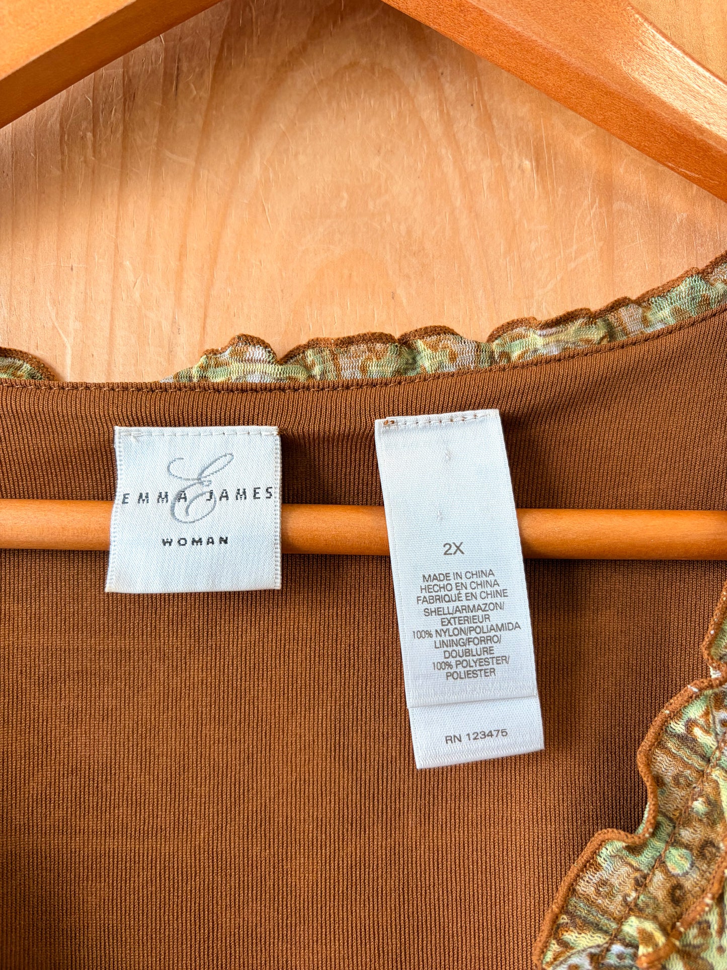 Brown & Green Patterned Set : 1X/2X