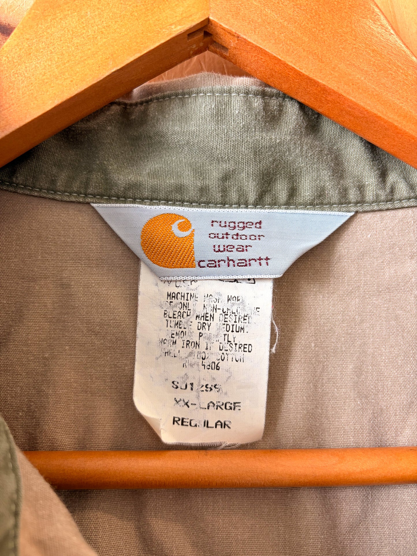 Khaki Carhartt Button Up : 2XL