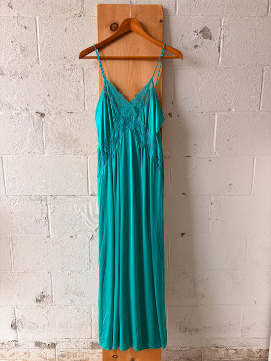 Vtg Teal Slip Dress : S/M