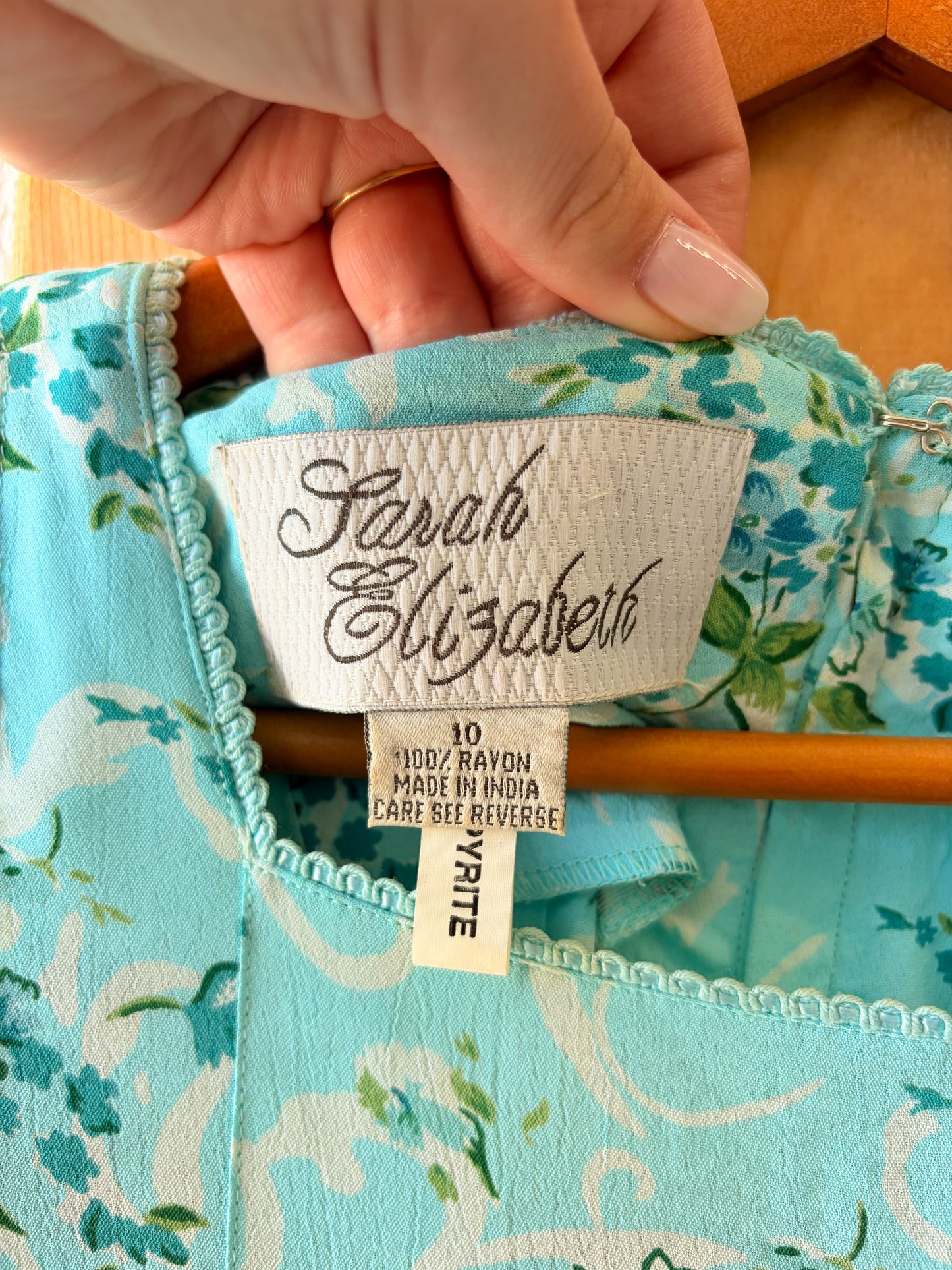 Vtg Floral Blue Dress : 10
