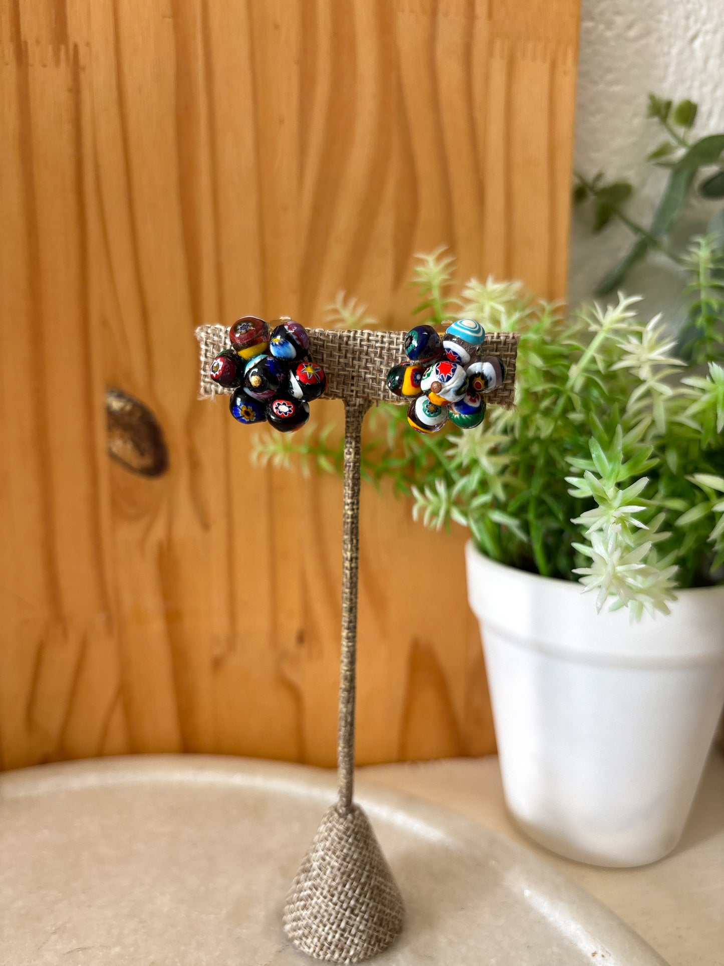 Funky Cluster Clip On Earrings