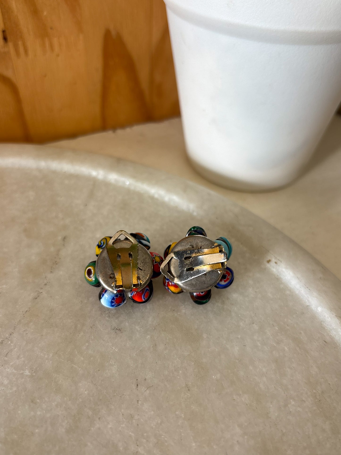 Funky Cluster Clip On Earrings