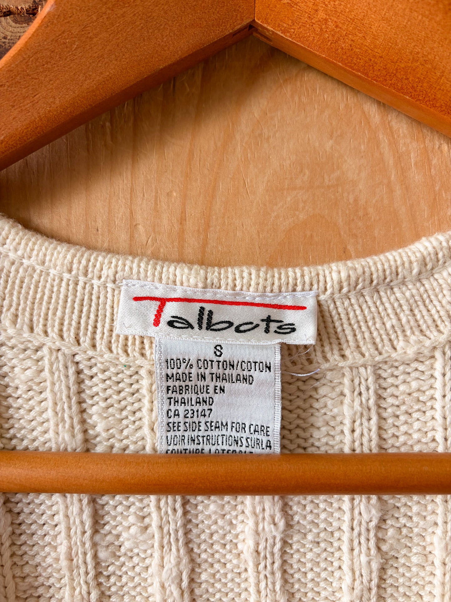 Vtg Cream Sweater Vest : S