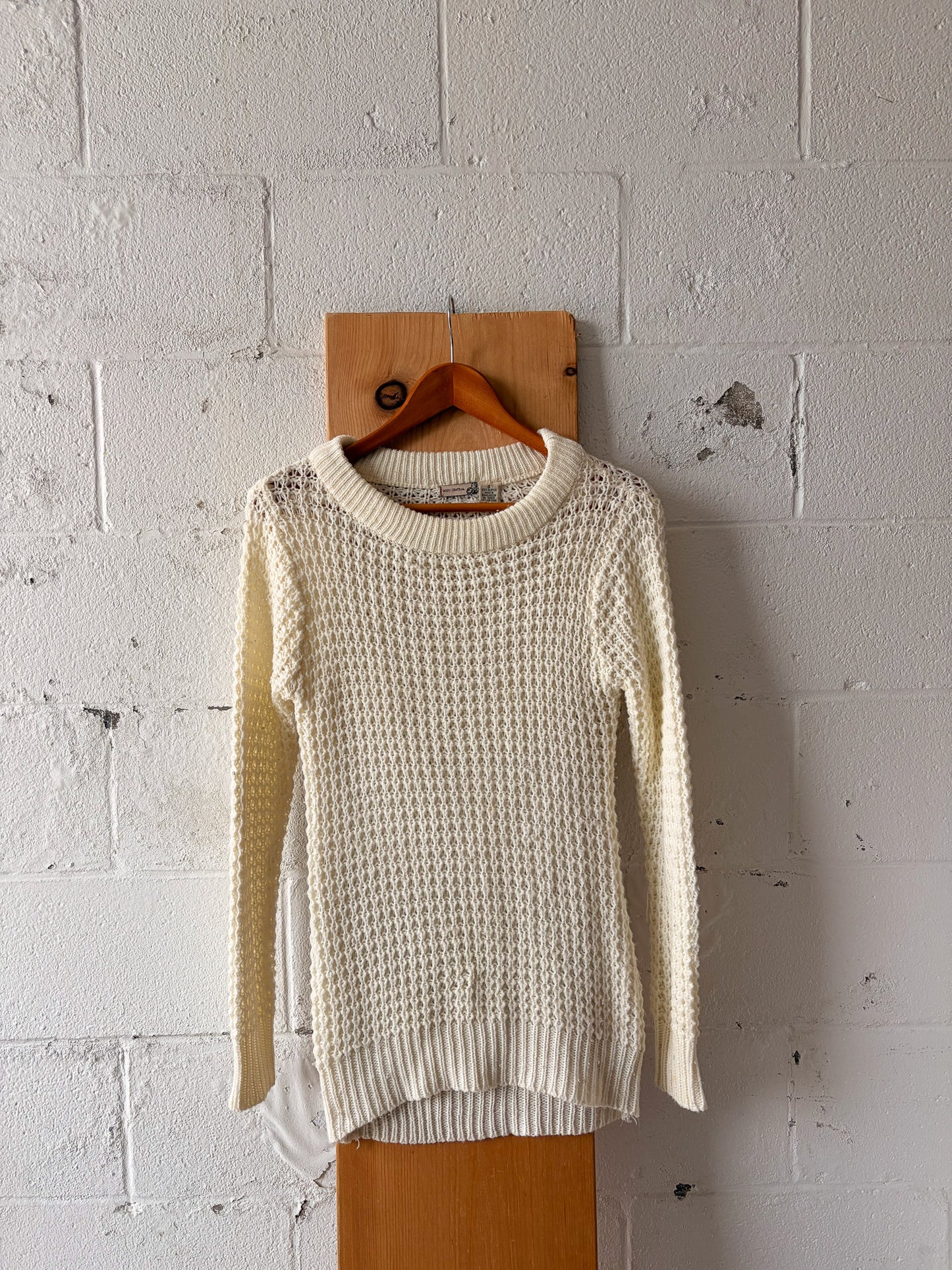 Long Cream Knit Sweater : S