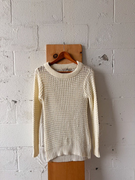 Long Cream Knit Sweater : S