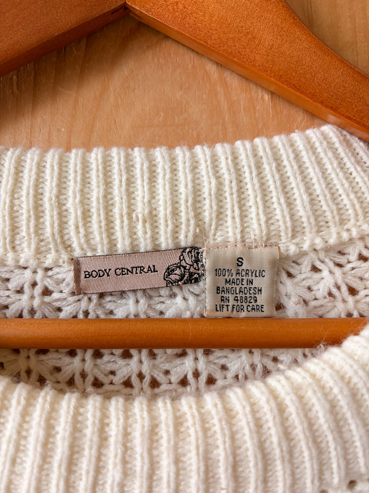 Long Cream Knit Sweater : S