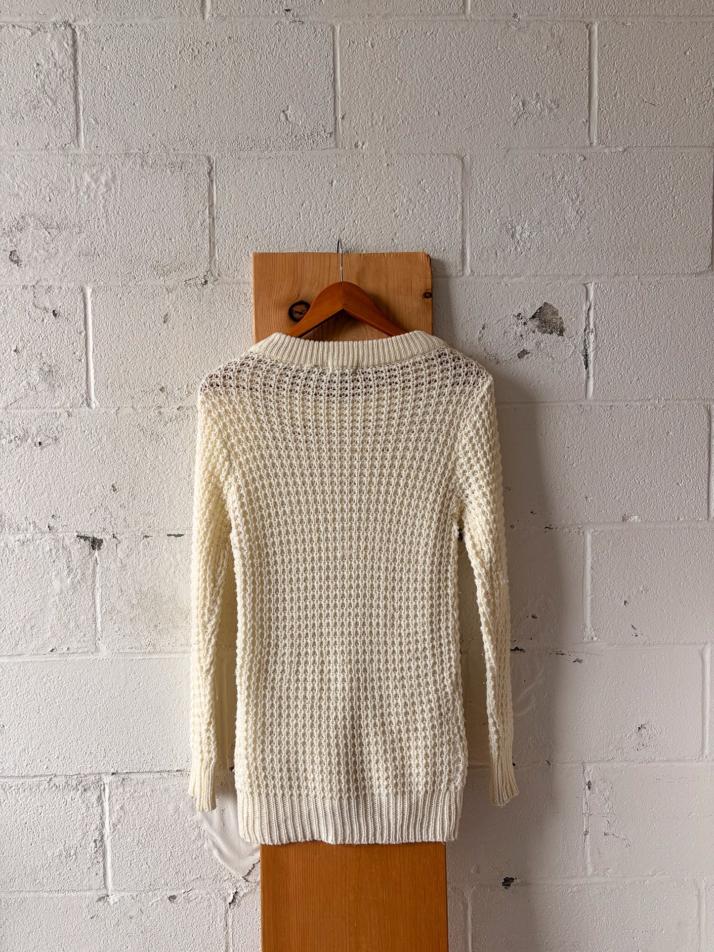 Long Cream Knit Sweater : S