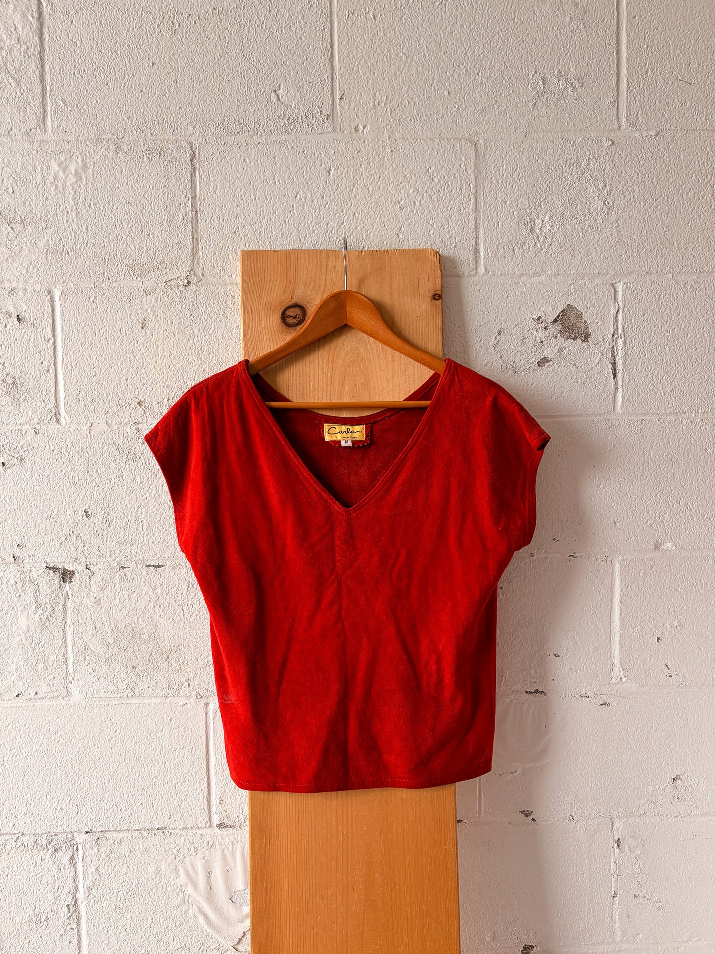 Orange Suede Style Top : M