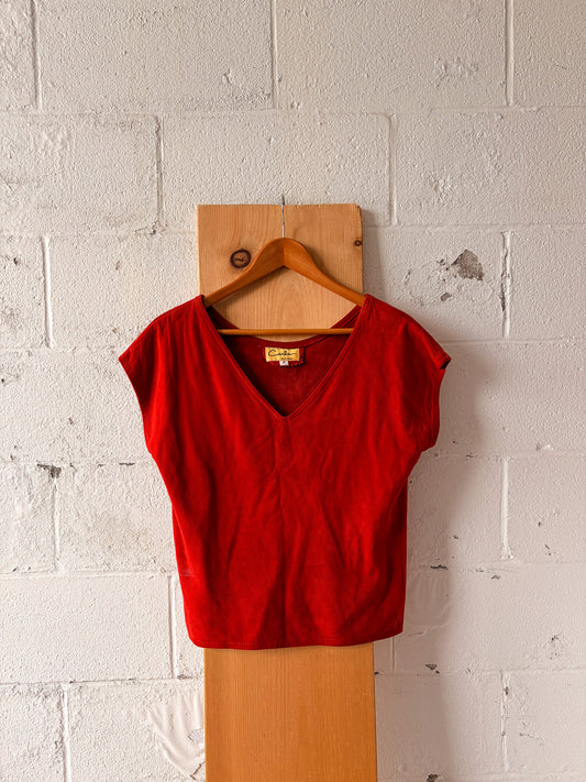 Orange Suede Style Top : M