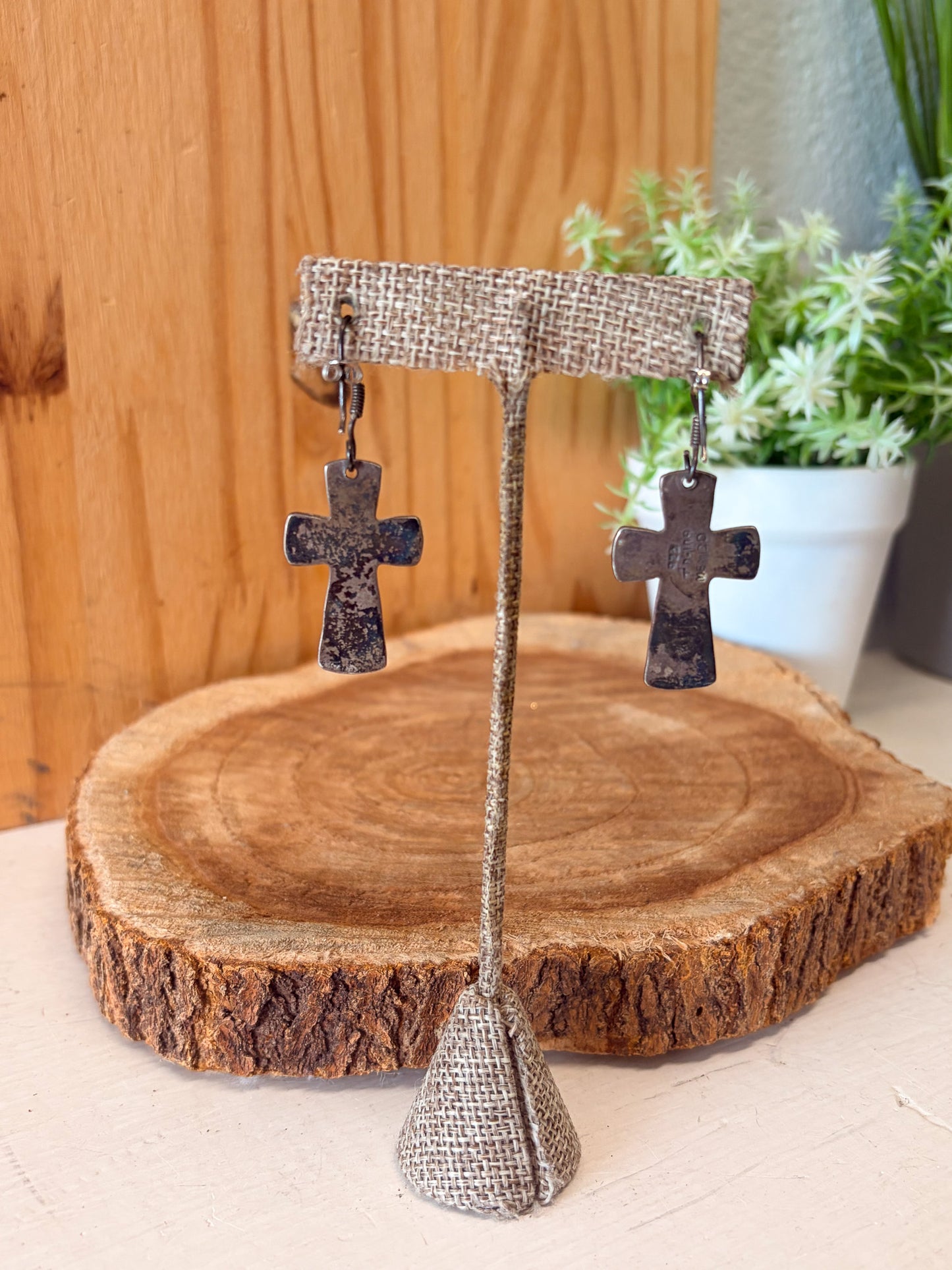 925 Silver Cross Earrings