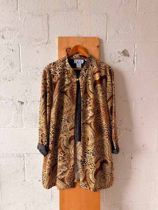 Vtg Flowy Animal Print Topper Cardigan : 24W