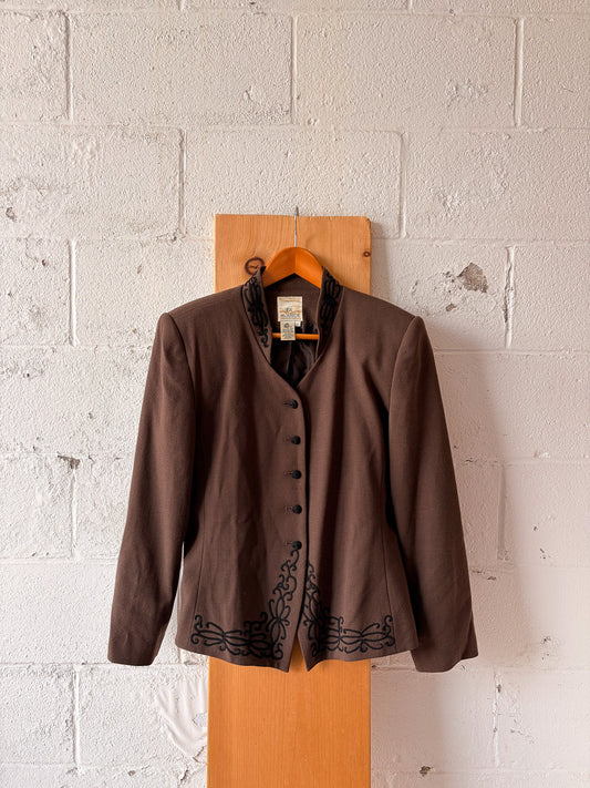 Vtg Brown & Black Wool Blazer : 6