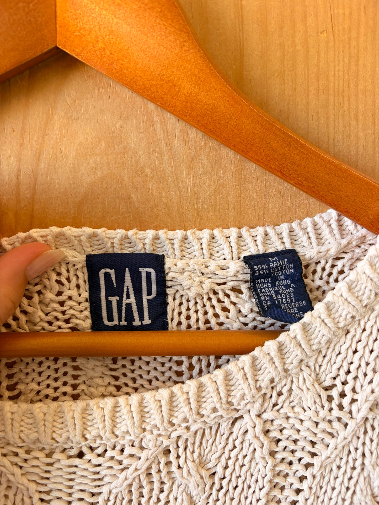 Vtg Gap Long Cream Sweater : M