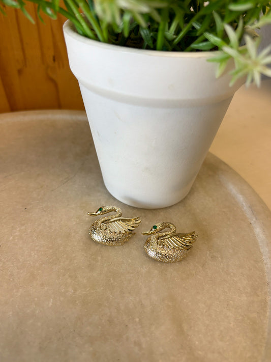 Pair of Vtg Swan Pins