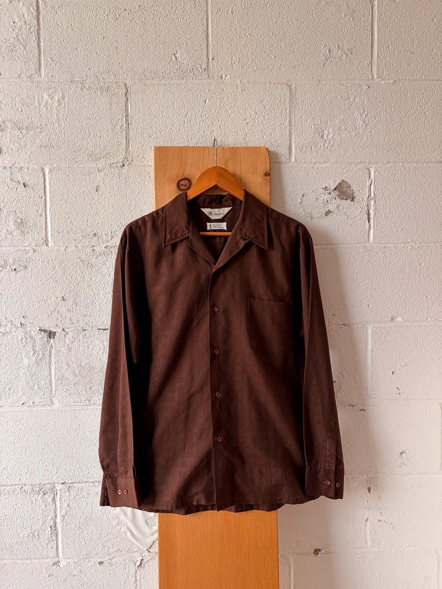 Vtg Brown Button Up Top : L