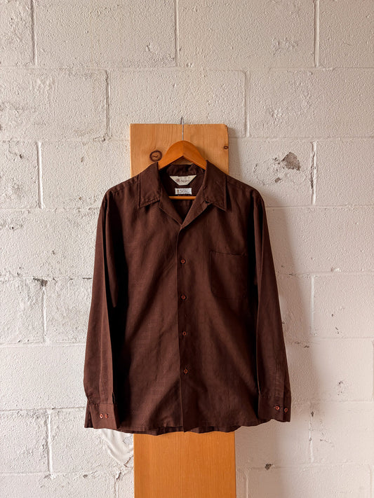 Vtg Brown Button Up Top : L