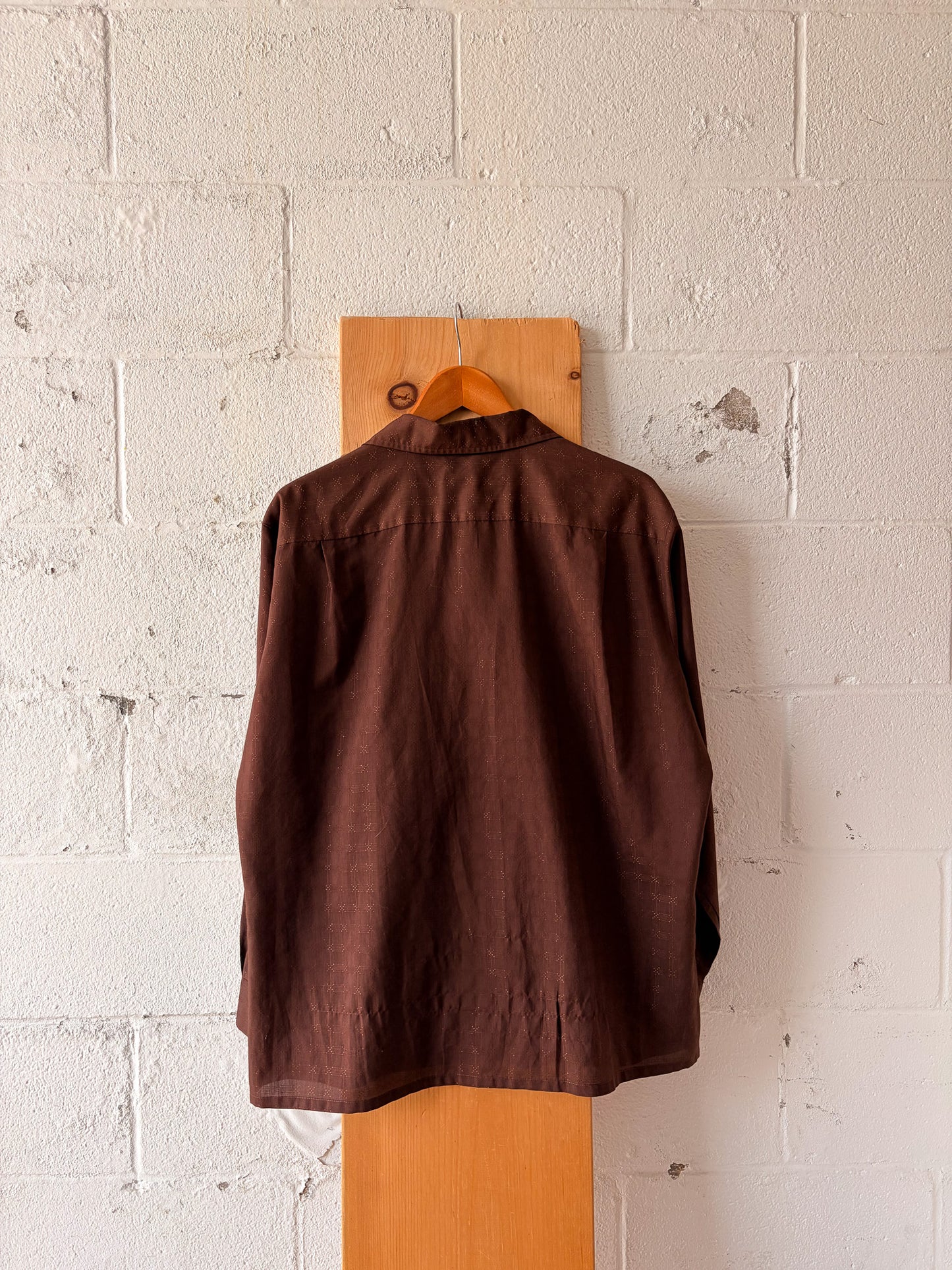 Vtg Brown Button Up Top : L