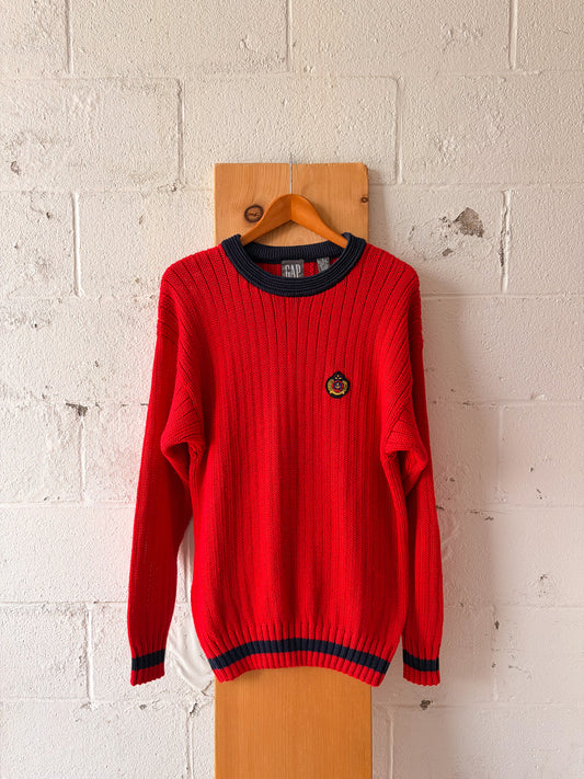 Vtg Gap Red & Navy Anchor Sweater : M