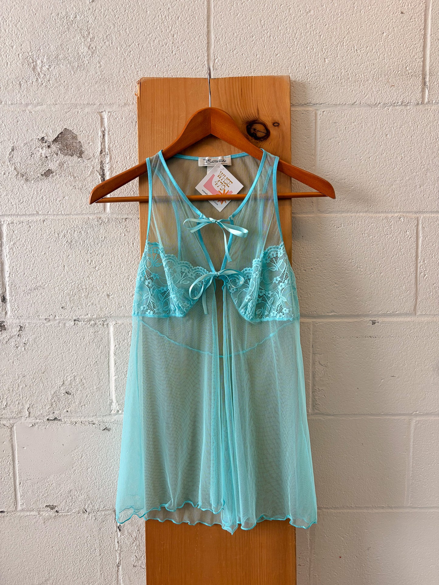 Vtg Turquoise Babydoll Top : L