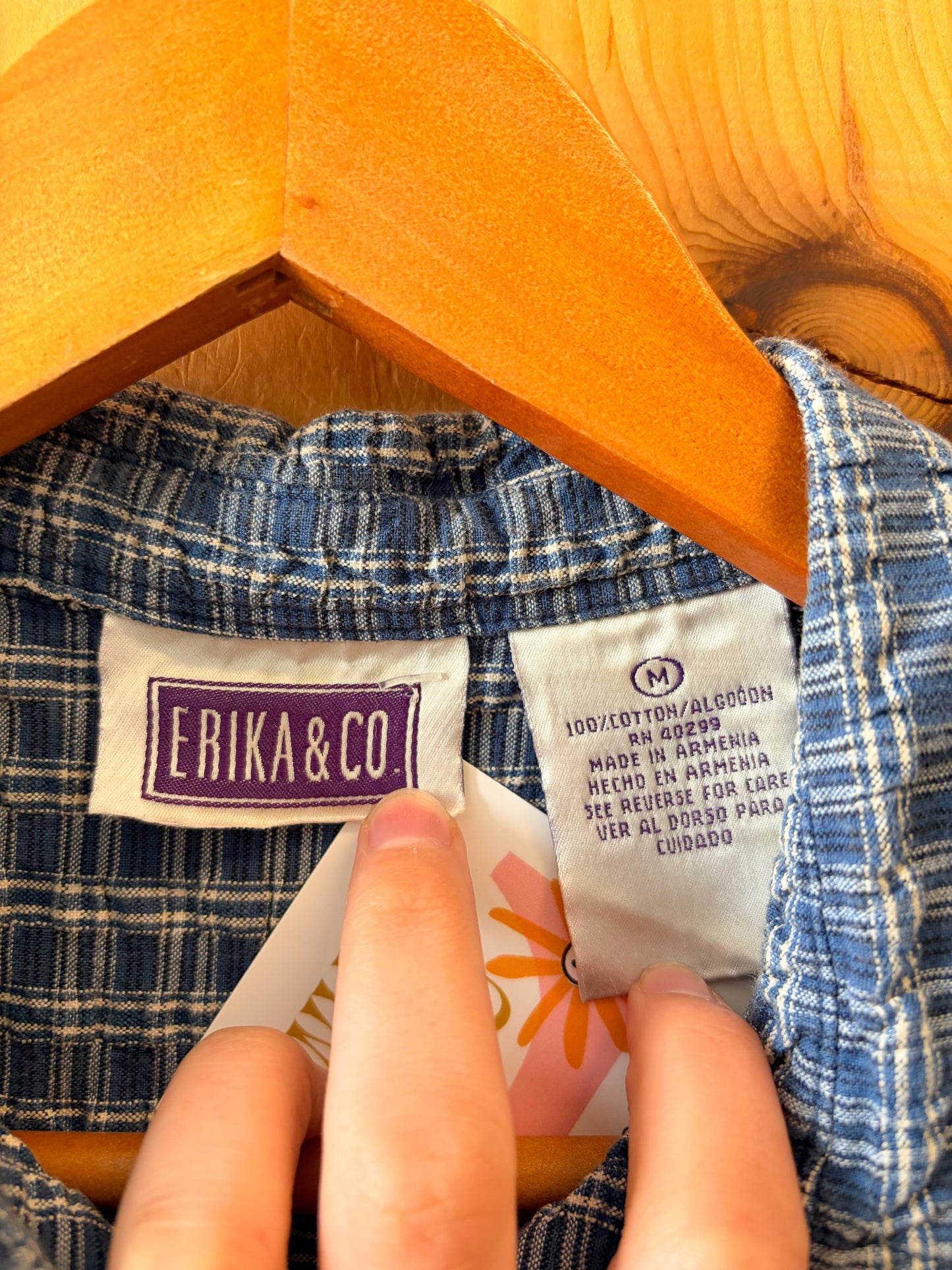 Plaid Blue Sleeveless Button Up : M