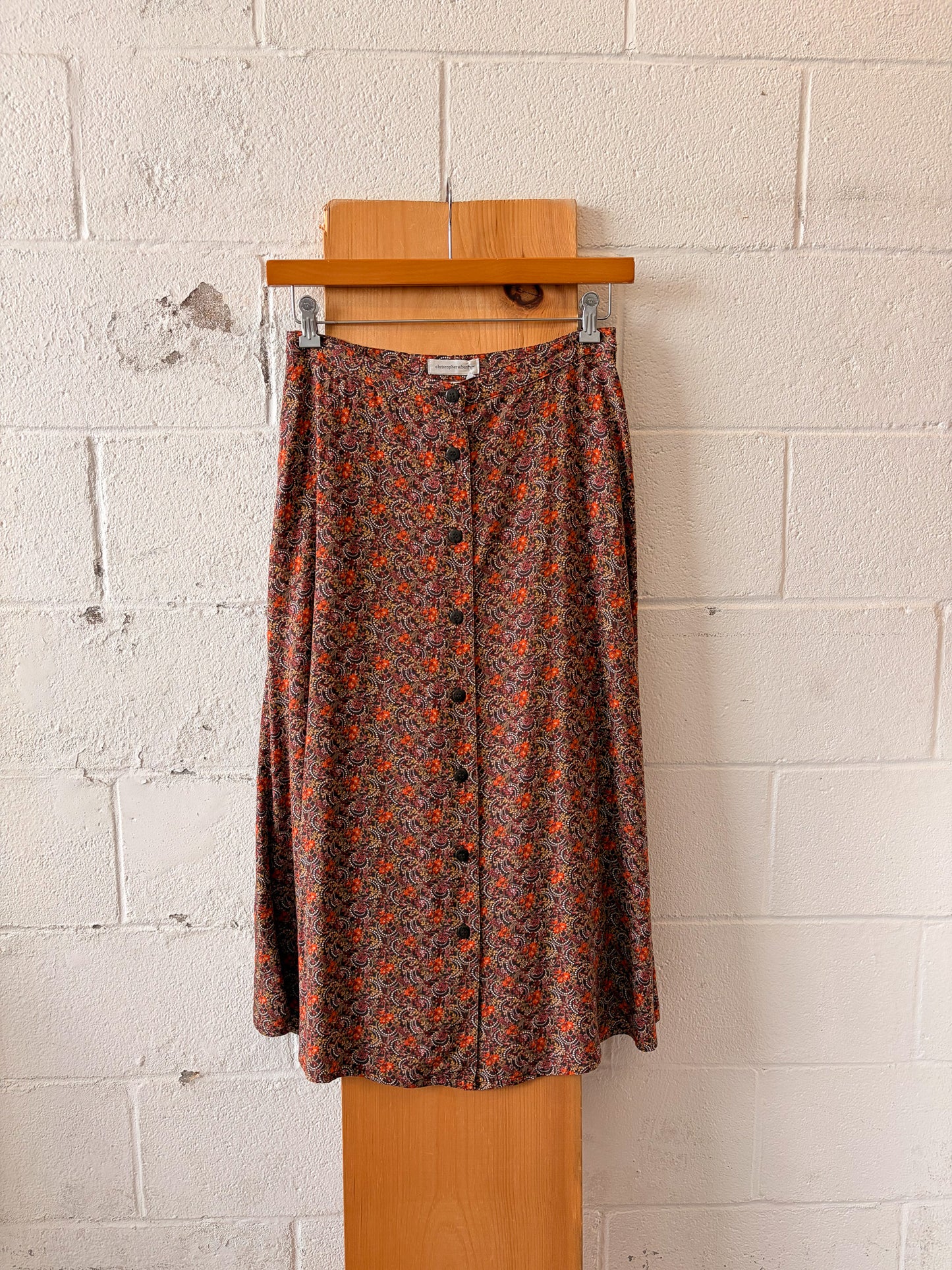 Orange & Brown Floral Skirt : 6