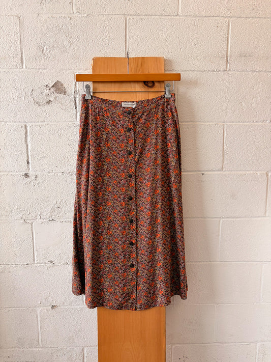 Orange & Brown Floral Skirt : 6