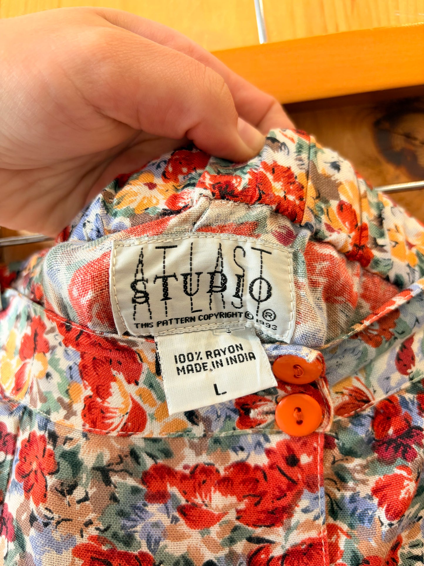Vtg Bright Floral Button Down Skirt : L