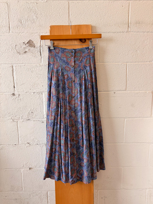 Patterned Pleated Skirt : S
