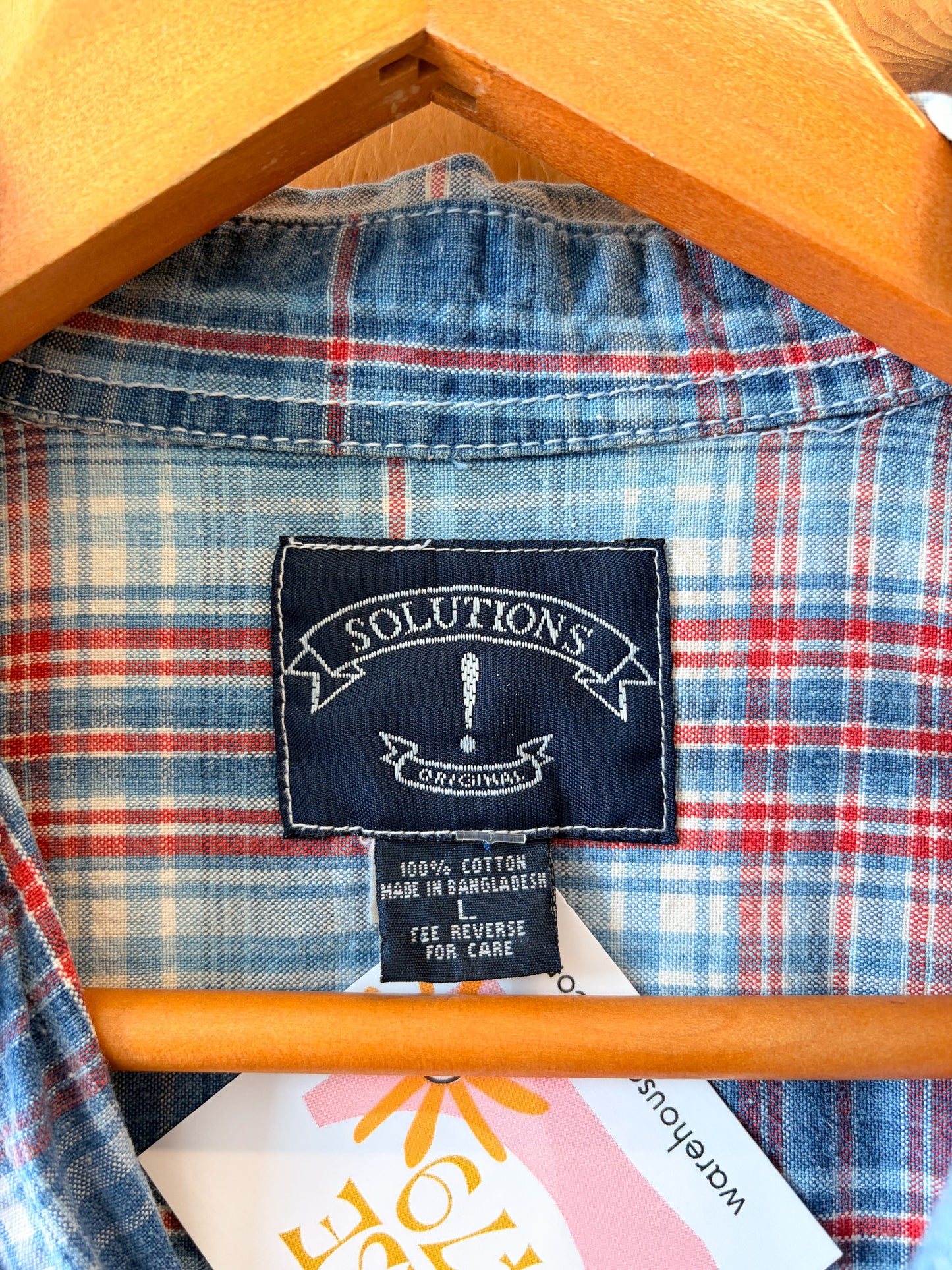 Red & Blue Sleeveless Plaid Button Up : L