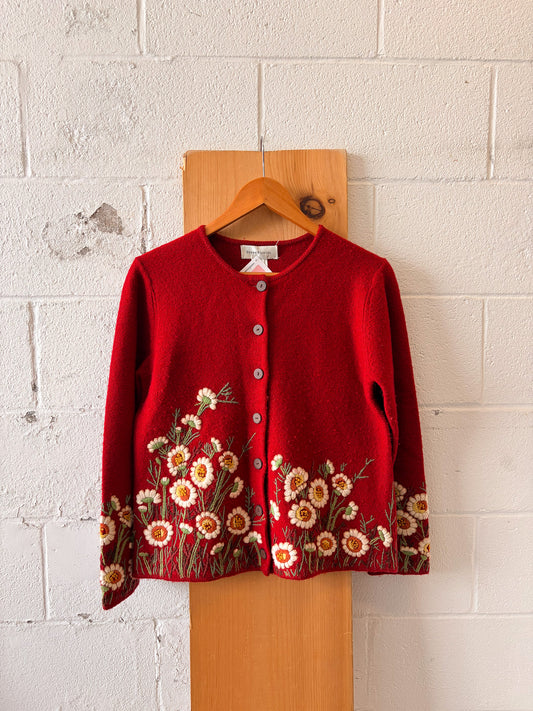 Hand Embroidered Floral Cardigan : M